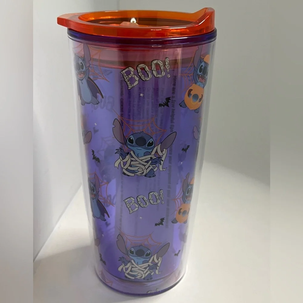 Disney Stitch Halloween Plastic Travel Tumbler Pumpkin Mummy